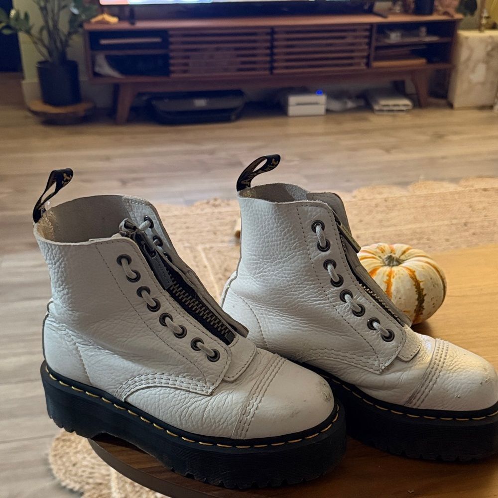 Dr. Martens White Leather Combat Boots - Picture 2 of 2